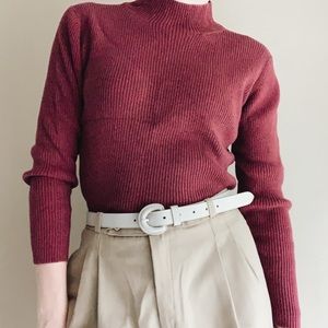 Cozy Vintage merlot mockneck rib knit 🧶